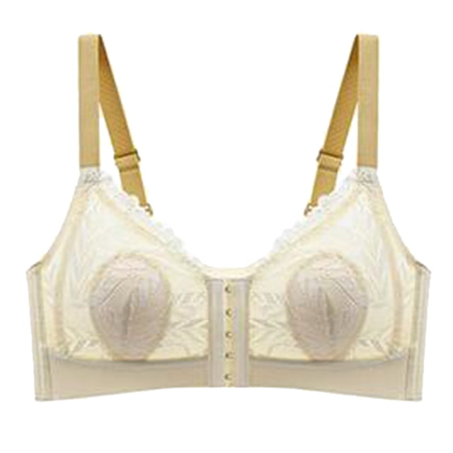 Gibobby Brasier de Cierre Frontal, cómodo sujetador con hebilla frontal, ropa interior femenina de tamaño(Beige,90D)