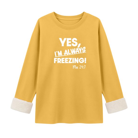Tnhcen Women's Plus Size Fleece Lined Sweatshirt, Women's Funny Graphic Long Sleeve Crewneck Top, Casual Sherpa Lined Cold Shoulder Winter Warm Pullover