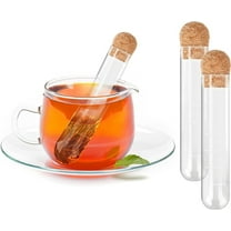 NOGIS 2 PCS Glass Tea Infuser, Glass Tea Strainer Tea Infuser with Cork Lid Drinkware Reusable Tea infusers for Loose Tea, Tea Diffusers For Loose Tea