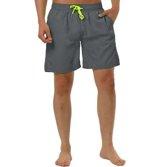 INSPIRE CHIC Men's Solid Beach Drawstring Surfing Mesh Lining Board Shorts Gray 30