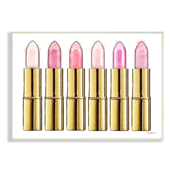 Stupell Industries Pink Gold Lipstick Glam Fashion Watercolor Wall Plaque by Amanda Greenwood