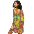 thumbnail image 2 of FORMRS Womens Long Sleeve Nightgowns Crew Neck Sleep Shirt Soft Pajamas Sizes S-3XL, Retro Autumn Leaves, 2 of 8