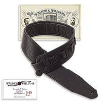 Walker & Williams G-15 Black Leather Natural Texture Guitar Strap with Thick Padding