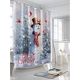 thumbnail image 3 of Fsddascl Merry Christmas Shower Curtain Set - Extra Long 72" x 96" Washable Bathtub Curtain with 12 Hooks, Winter Snowman Xmas Tree Red Bids Snowfall Waterproof Fabric Shower Curtains for Bathroom, 3 of 6