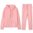 thumbnail image 3 of Ogiraw Two Piece Sets for Women Ladies' Solid Color Sweater Casual Suit Sportswear Long Sleeved Trousers Two Piece Set Pink, 3 of 3