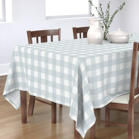 

Cotton Sateen Tablecloth 70 x 144 - Buffalo Check Light Blue Gingham Checked Print Custom Table Linens by Spoonflower