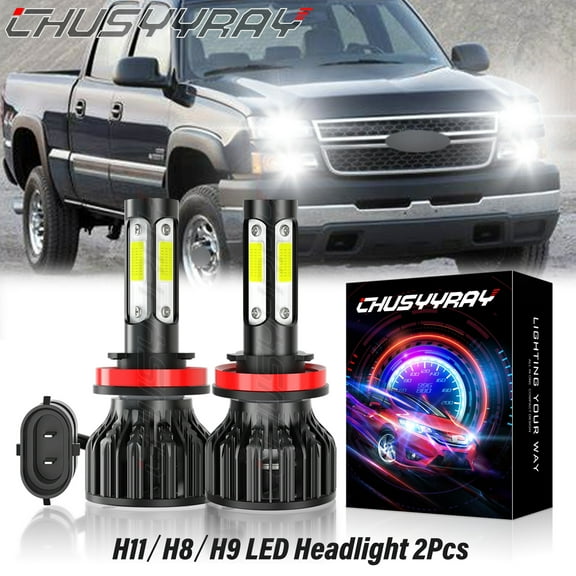 For Chevy Silverado 1500 2007-2013 2014 2015 Combo LED Headlight Bulbs Kit Low Beam H11 6000K White 2x