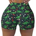 thumbnail image 2 of Xecao Dino Christmas Party Print Workout Shorts for Women Soft Smooth Gym Yoga Scrunch Active Tennis Workout Running Shorts-X-Large, 2 of 8