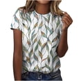 thumbnail image 2 of Blouses pour Femmes Mode Col Rond Imprimé Manches Courtes T-shirt Hauts Blouse Décontractée Ample Hauts Blouses d'Été pour Femmes en Solde, 2 of 5