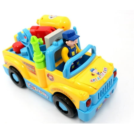 Fun Building Multifunctional Take Apart Toy Tool Truck With Electric Departments