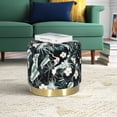 thumbnail image 3 of Homebeez Round Velvet Ottoman Footrest Stool Black and Green, 3 of 6