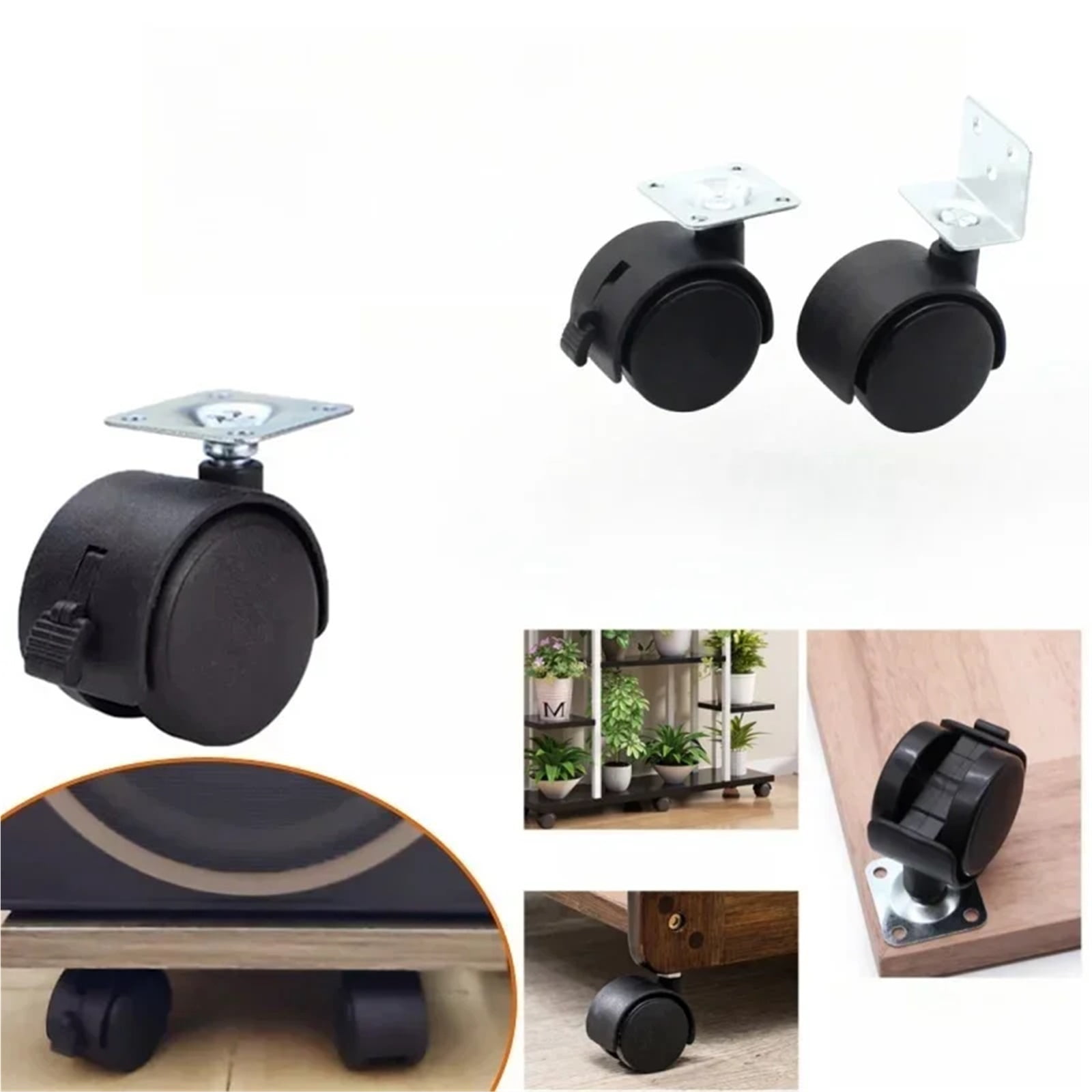 4pcs 1.5 Inch Universal Wheel Swivel Caster Roller Wheel Furniture Office Chair Caster With Brake For Luggage Chair Accessories ,Quiet and Smooth