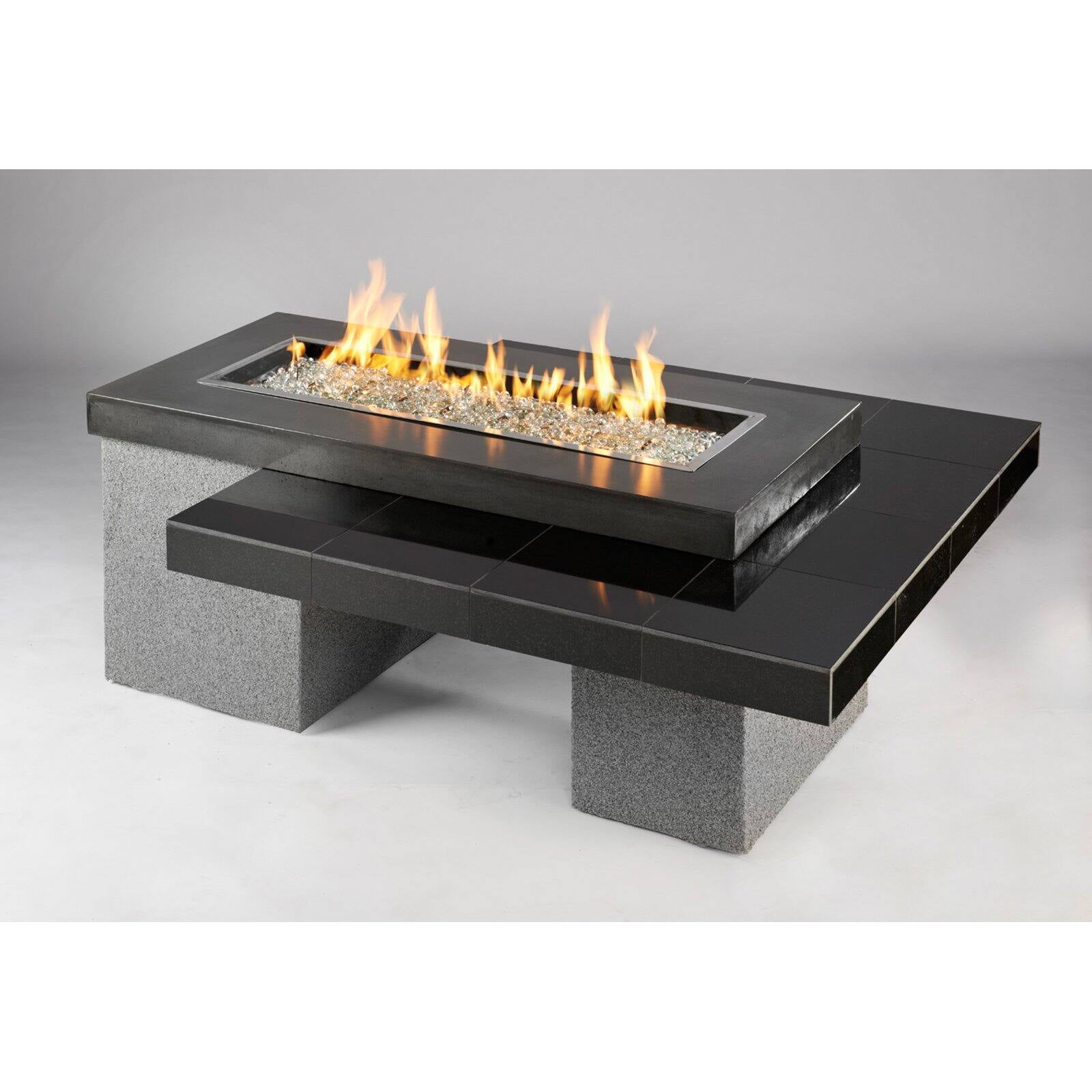 Baltic Rectangle Propane Fire Table In, Real Flame Baltic Fire Pit