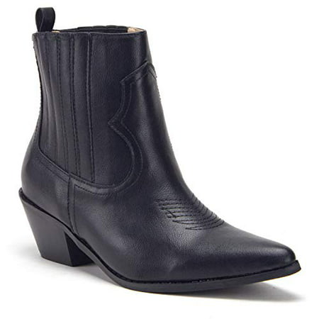 Jazame Women's Texas Short Western Ankle Bootie Cowboy Boots, Black,