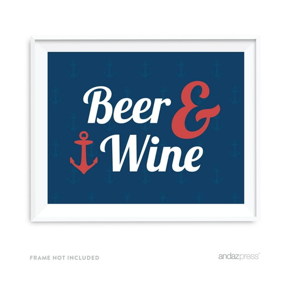 Beer & Wine Nautical Ocean Adventure Wedding Party Signs