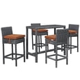 thumbnail image 1 of Modern Contemporary Urban Design Outdoor Patio Balcony Five PCS Pub Bar Chairs and Table Set, Orange, Rattan, 1 of 2
