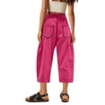 thumbnail image 6 of Delayuji Womens Capri Pants Casual Summer Baggy Wide Leg Pants Elactic Waist Barrel Pants Women With Pockets, 6 of 7