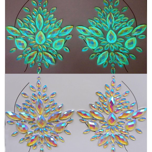 Adhesivo Body Jewels con diseño de topacio que brilla en la oscuridad para Halloween