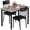 Gray, variant on MIERES 2-Person Dining Set: Rectangular kitchen table with two leather chairs featuring three-backrests; 3-piece small solid wood dining set, ideal for small spaces and corner dining areas; WHite