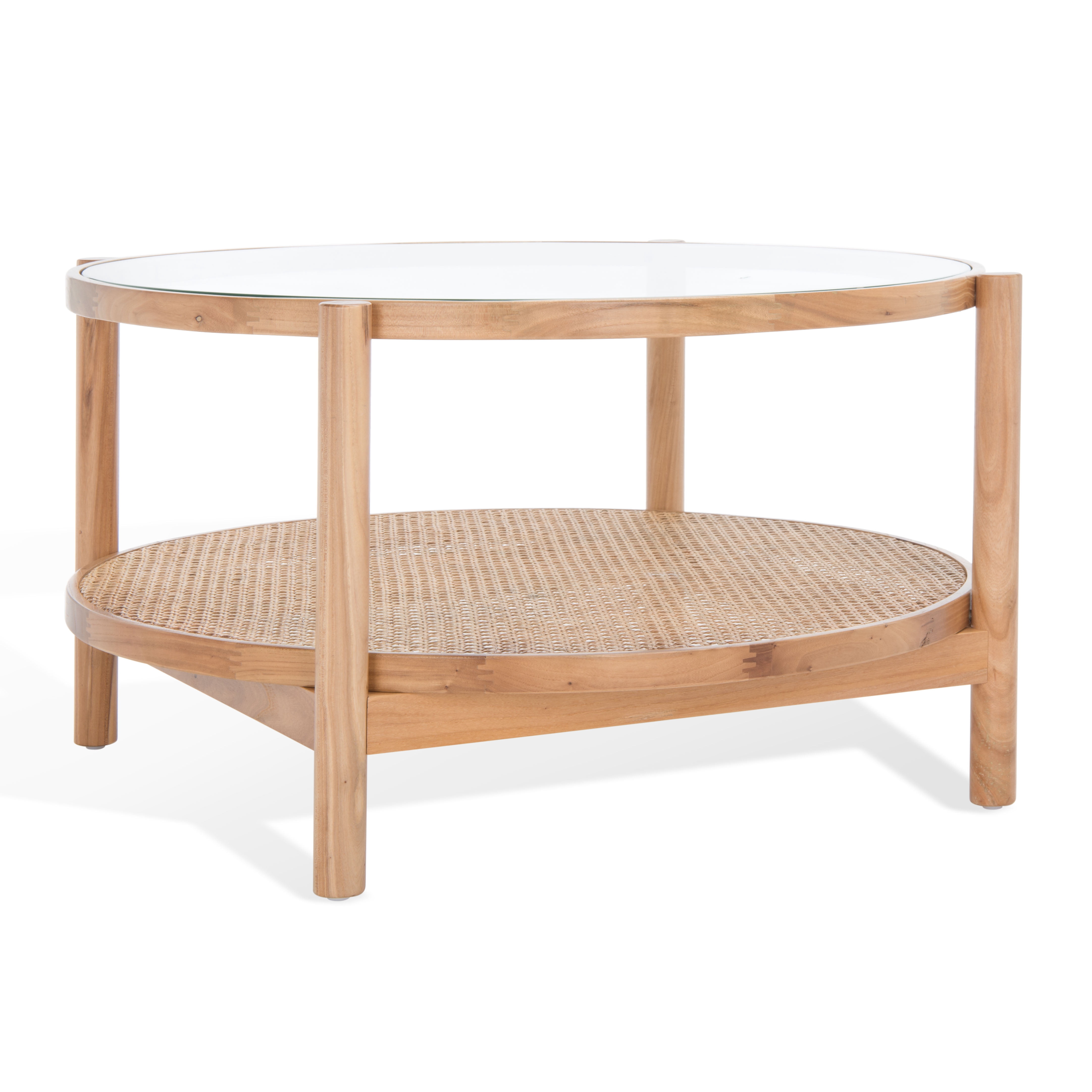 SAFAVIEH Couture Karyna Contemporary Round Glass Coffee Table, Natural/Clear