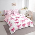 thumbnail image 3 of Manfei Kids Teens Girls Cartoon Pink Ribbon Bow Twin Bedding Sets 7-Piece,Cute Bow Knot Bedding Comforter Set Microfiber,Dreamy Princess Bowtie Breathable Sheet Sets,Luxury Bedroom Decor,Reversible, 3 of 8