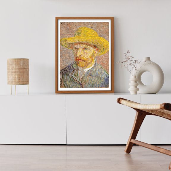 Van Gogh Canvas Wall Art, Self Portrait with a Straw Hat, Famous Oil Painting Art Prints Reproduction, Modern Artwork Canvas Poster