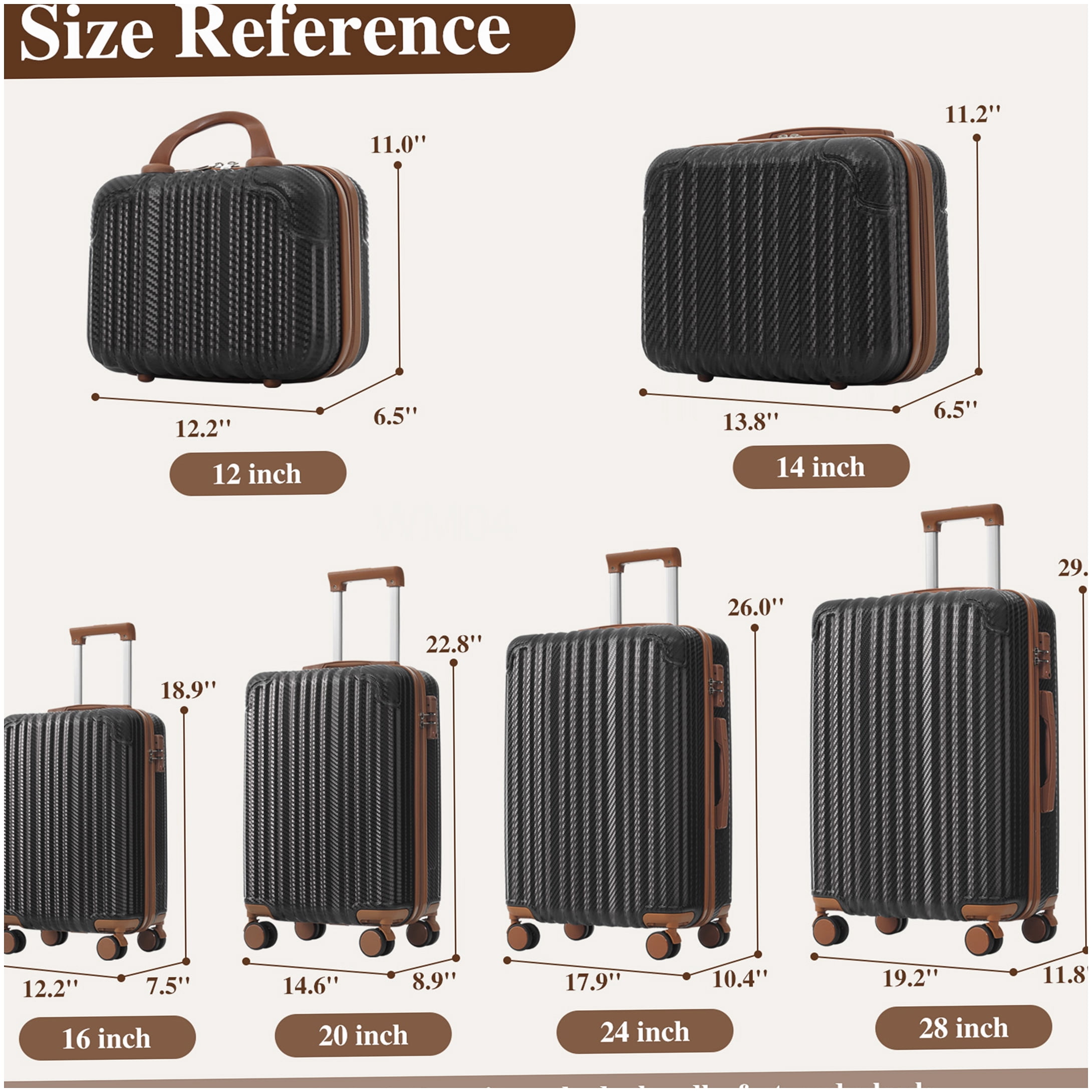 MANGIJOY ABS Hardshell 6-Piece Spinner Luggage Set with TSA Lock | Lightweight Suitcases for Carry On and Checked Bags