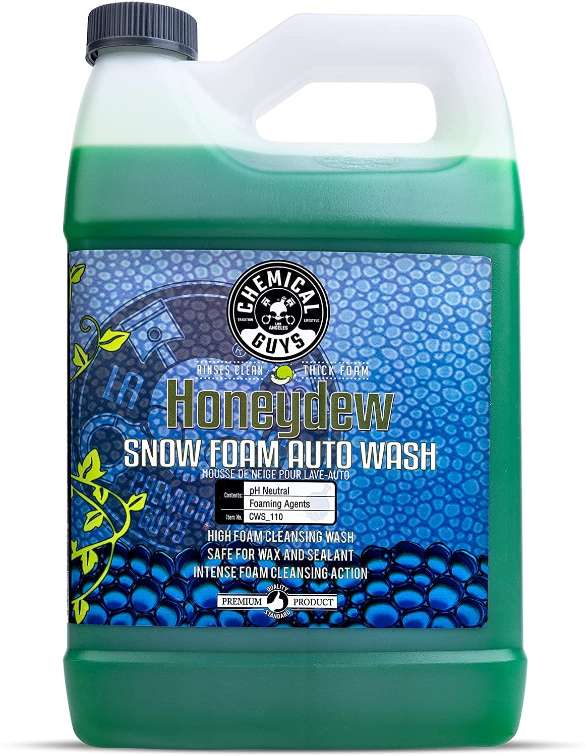 Chemical Guys CWS_110 Honeydew Snow Foam Car Wash Soap (Works with Foam  Cannons, Foam Guns or Bucket Washes), 1 Gallon, Honeydew Scent, 1 Gal/128  oz 