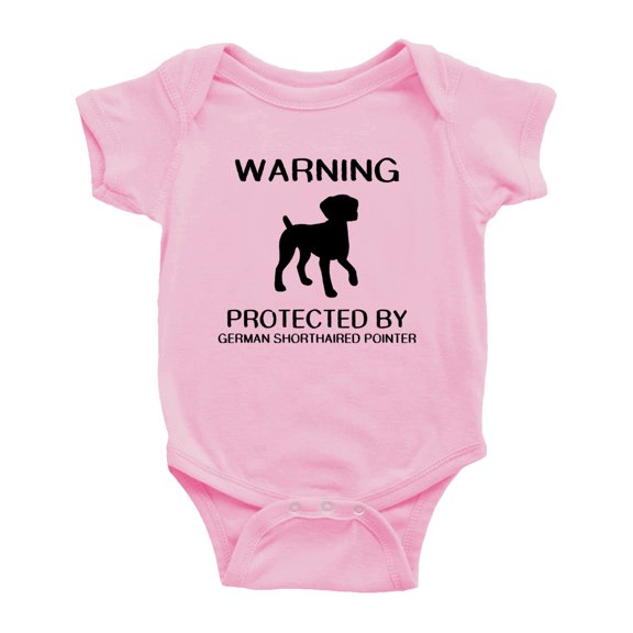 Warning: Protected by A German Shorthaired Pointer Dog Funny Baby Bodysuit Romperss (Pink,18-24 Months)