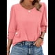 thumbnail image 2 of Blusas Elegantes e Informales con Mangas 3/4 y Botones para Mujer, Ideales para Vacaciones de Verano en la Playa. Rosa XL, 2 of 6