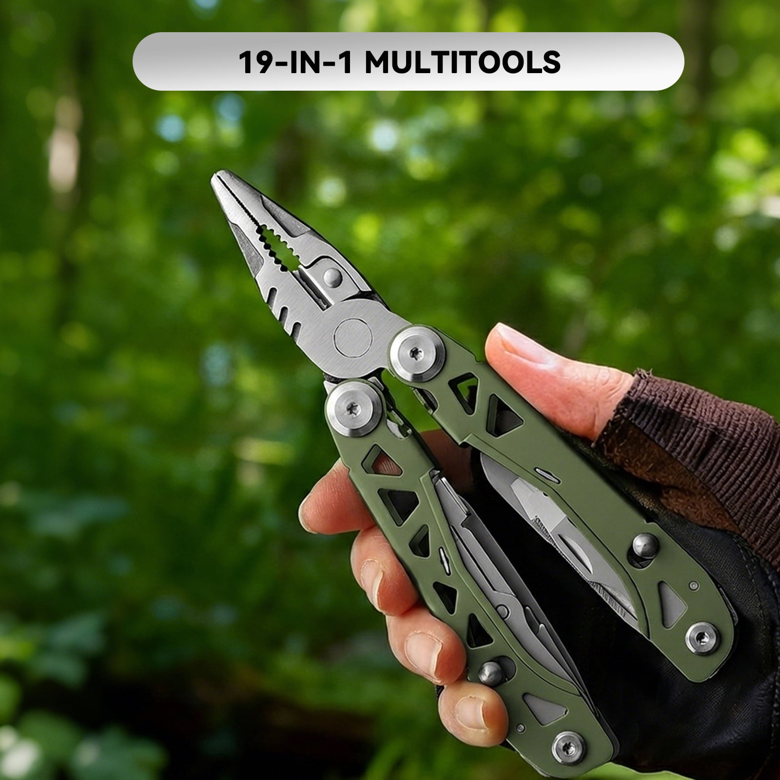 Lightweight Multitool,19-in-1 Multipurpose Plier,Stainless Steel Everyday Tool,Bottle Opener,Saw,Multi-Functional EDC Tool for Camping, Hiking, Outdoor, Survival, Simple Repair