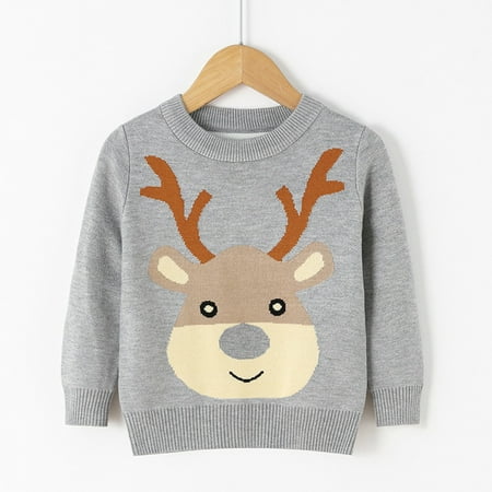 

Child Sweater Toddler Boys Girls Christmas Deer Print Warm Knitted Long Sleeve Xmas Tops Knitwear Cardigan Coat