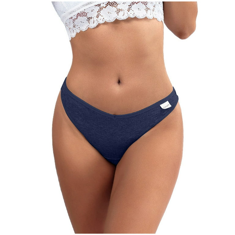 YDKZYMD Women’s Thongs Compression Stretchy Breathable Underwear Low Waist  Comfortable Soft G String Patchwork Panty Navy