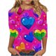 thumbnail image 2 of RKSTN Valentines 3/4 Sleeve Tops for Women Oversized Crewneck Valentine's Day Graphic Printed Short Sleeve T Shirt Womens Casual Round Neck Loose Comfy Loves Heart Print Three Quarter Sleeve Shirts, 2 of 6