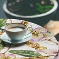 thumbnail image 3 of Ambesonne Retro Fitted Round Tablecloth, Lily Flowers Chain Look Print, 56"- 60" Diameter, Blush Mustard Fern Green, 3 of 5