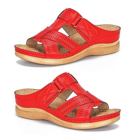 

Clearance! Outdoor Wild Women S Sandals Non-Slip Light Large Size Retro Wedge With Comfortable Microfiber Lining Slippers