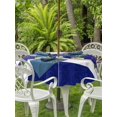 thumbnail image 2 of Outdoor Tablecloth with Umbrella Hole and Zipper, Blue Poinsettia Christmas Round Table Cloth 60 Inch Waterproof Tablecloth, Xmas Botanical Vintage Floral Picnic Table Cover for Patio Camping, 2 of 7