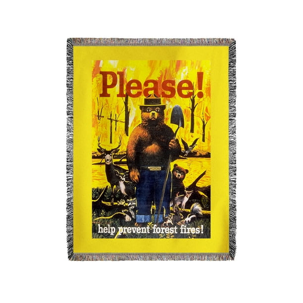 Smokey Bear Please Help Prevent Forest Fires Vintage Poster 60x80 Woven Chenille Yarn Blanket Walmart Com Walmart Com