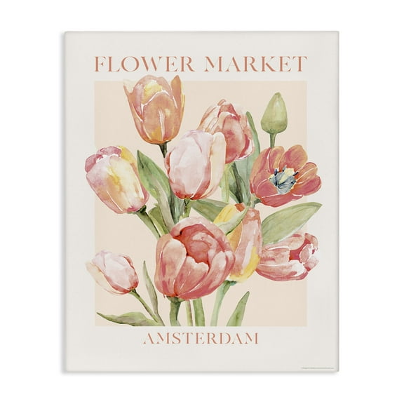 Stupell Industries Amsterdam Flower Market Plants & Flowers Painting Wrapped Canvas Art Print Wall Art, 16 x 20