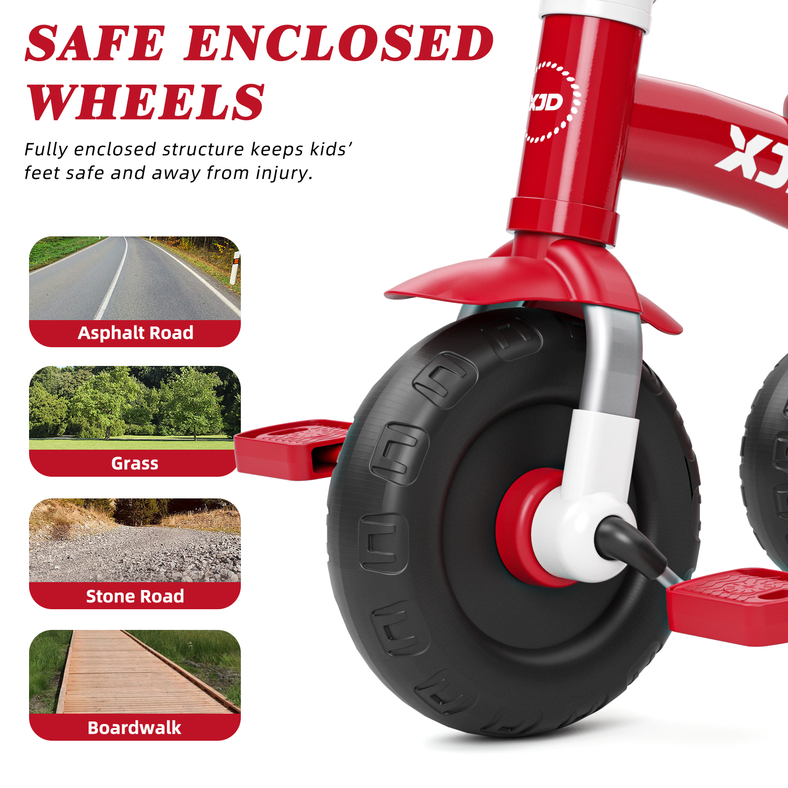 XJD 5-in-1 Toddler Tricycle, Red photo 4