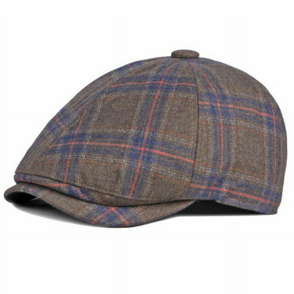 SikaFu Berets Panels Octagonal Newsboy Cap Retro Plaid Artist Painter Beret Hat Ivy Flat Cap Autumn Winter Men Women Beret Cap