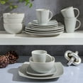 thumbnail image 6 of Gibson Soho Lounge Square 16-Piece Dinnerware Set - Stone Gray, 6 of 12