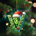 thumbnail image 3 of BGZLEU 26 Green Alphabet Ornaments for Christmas Tree Initial Letter Santa Claus Pendant with Xmas Tree Mini Monogram Hanging Decorations for Christmas Tree Party Gifts DIY Decor (V), 3 of 6
