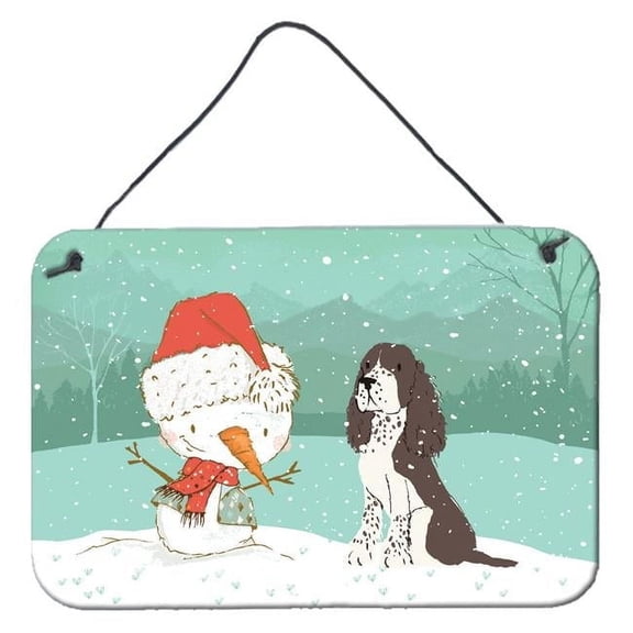 Carolines Treasures CK2074DS812 Brown English Springer Spaniel Snowman Christmas Wall or Door Hanging Prints 8x12