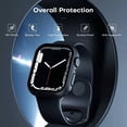 thumbnail image 5 of 2 Pack Hard PC Case Compatible for Apple Watch Series 6 5 4 SE 2022 44mm with Tempered Glass Screen Protector, Slim HD Bumper Full Protective Cover for iWatch 44mm, 1 Black+1 Clear, 5 of 5