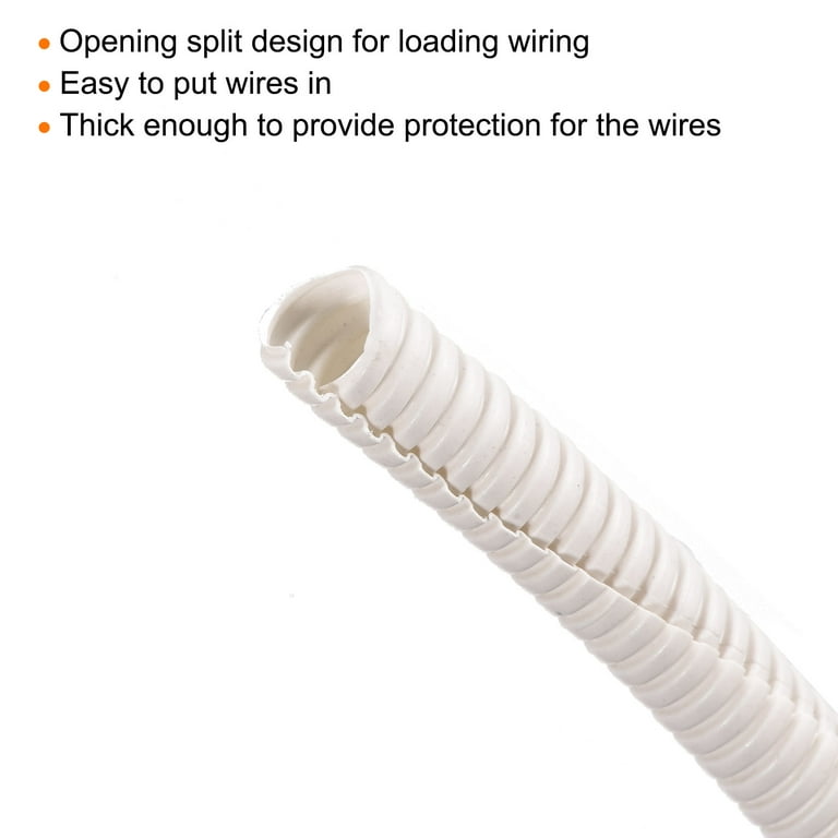 Split Wire Loom Tubing PE Corrugated Pipe Conduit 10ft Length 10x13mm White  for Wire Cable