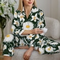 thumbnail image 4 of Wukai White Daisies and Bee Print Women's Pajama Set - Soft Long Sleeve Sleepwear for Comfort and Style-X-Large, 4 of 9