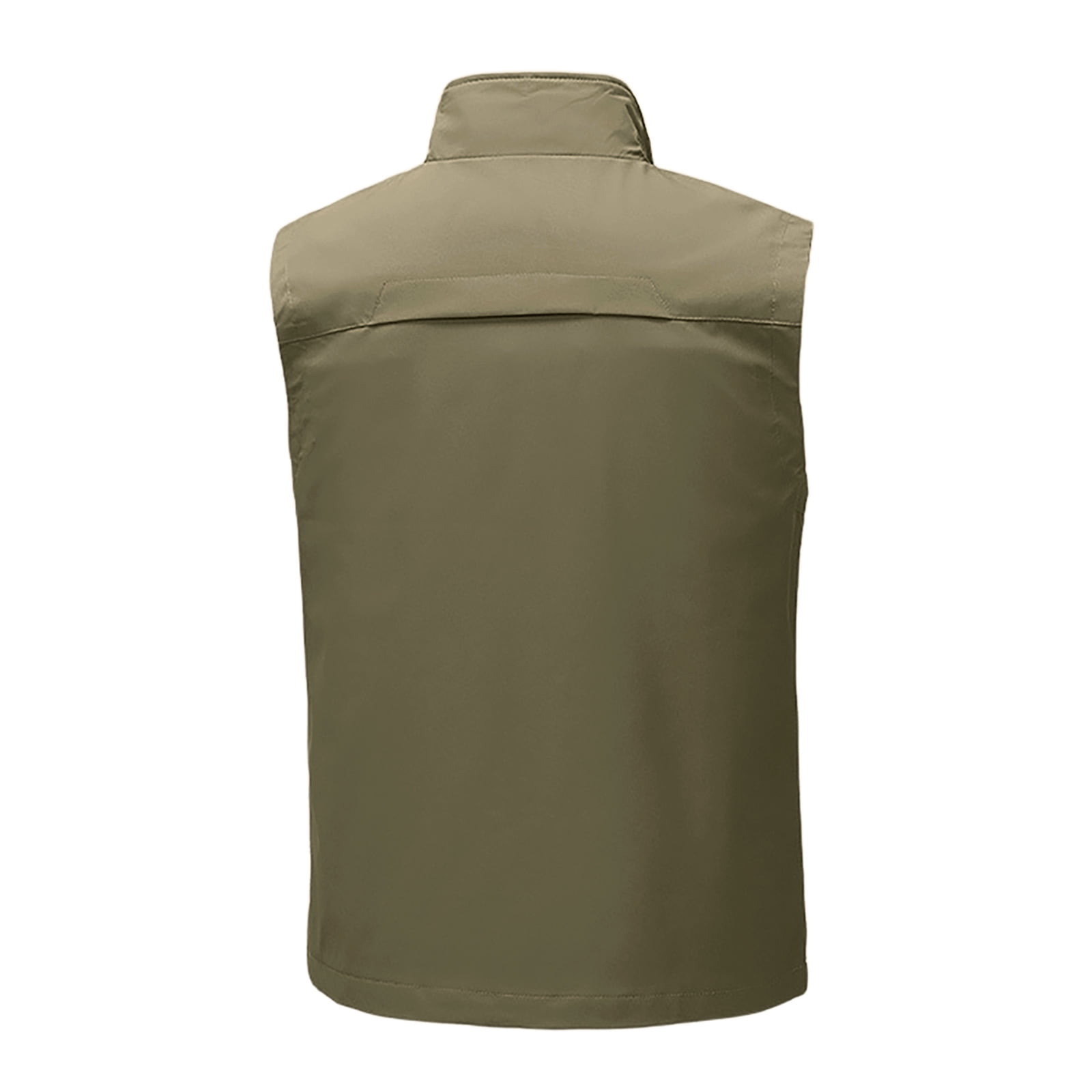 Men's Windproof Lightweight Golf Vest Softshell Sleeveless Jacket with Pockets for Running Hiking Sports Spring Fall,Khaki,2XL
