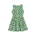 thumbnail image 4 of LTTVQM Sundresses for Girls 2-3 Casual Floral Summer Dress Boho Sleeveless Midi Dress Trendy Crew Neck A-Line Dresses Green 2-3 Years, 4 of 4