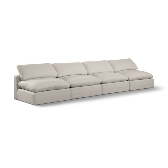 Meridian Furniture Comfy Beige Linen Textured Fabric Modular Sofa